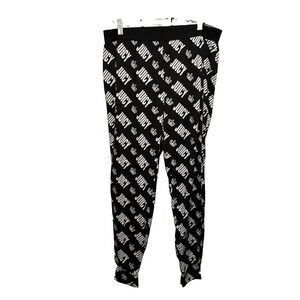 Juicy by Juicy Couture Leggings Women's Juniors Large Black White Logo Comfy EUC